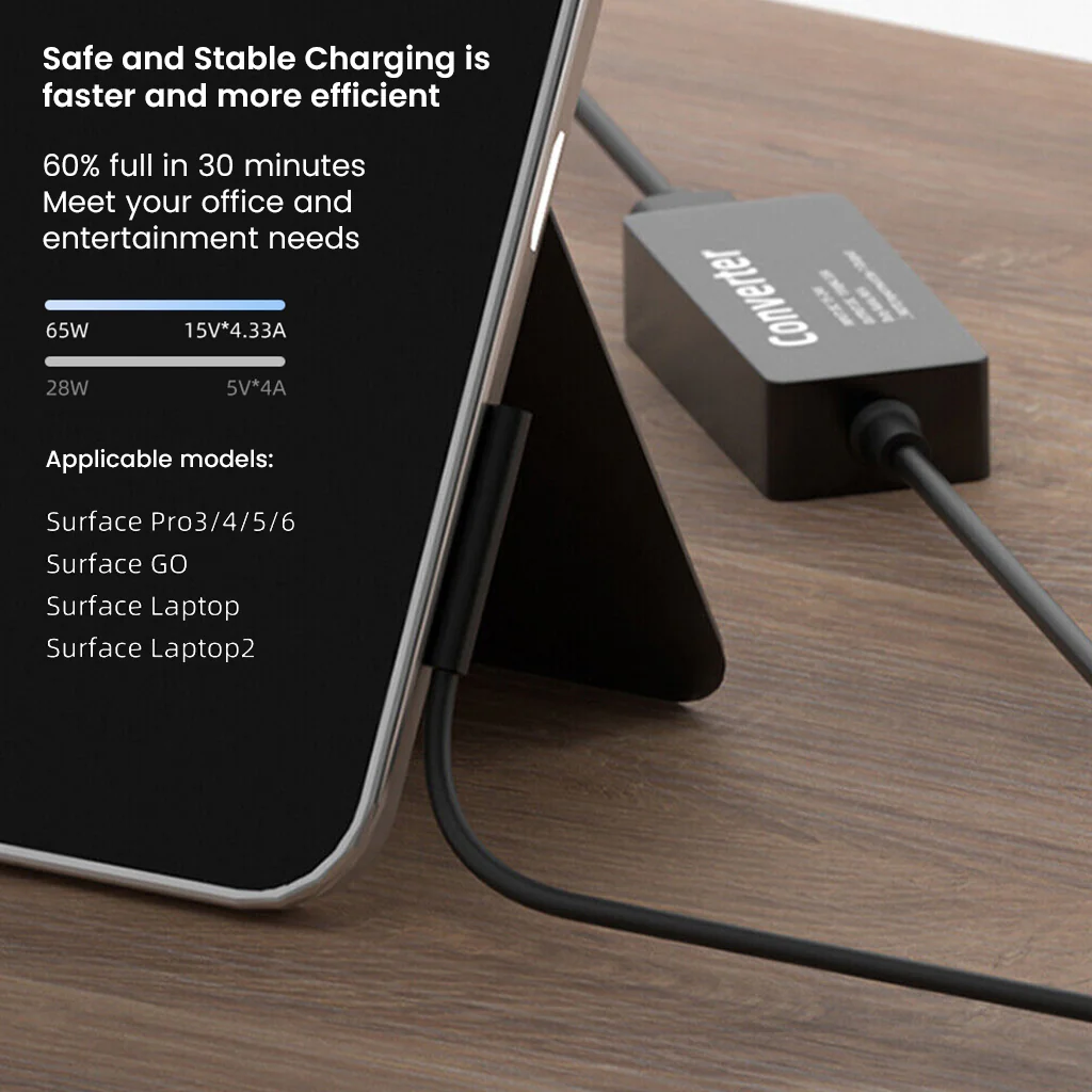 TECPHILE 65W Surface Pro Charging Converter Cable - Image 7