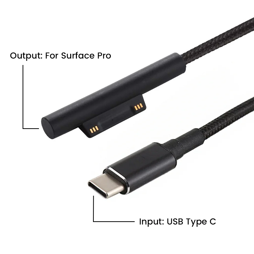 TECPHILE 100W Type-C PD Charging Cable for Surface Pro/ Book / Go - Image 2
