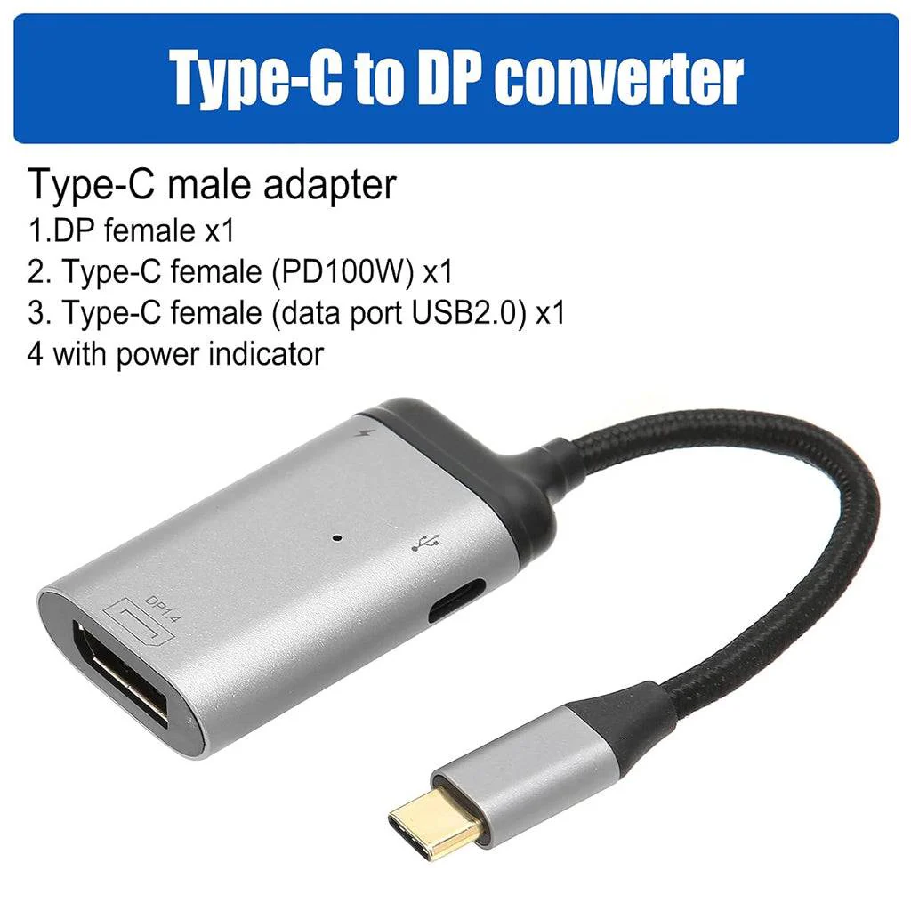 TECPHILE 8K@60Hz PD Type-C to DP Converter - Image 5