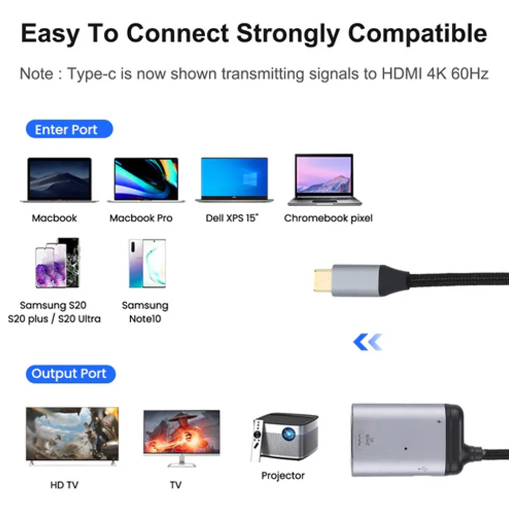 TECPHILE - PD 4K@60Hz Type C to HDMI Converter Cable - Image 5