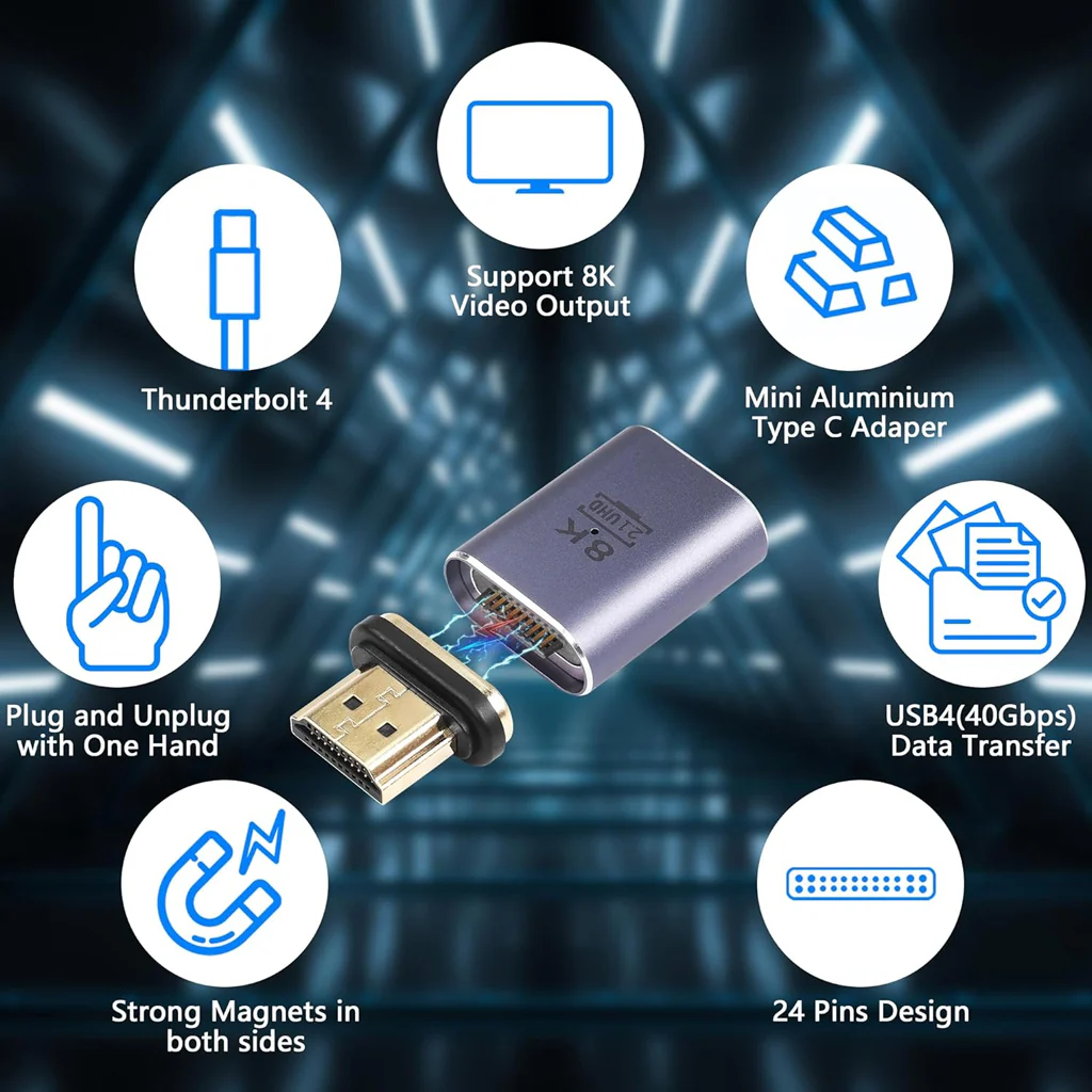 TECPHILE 8K Magnetic 2.1 HDMI Adapter Connector - Image 10