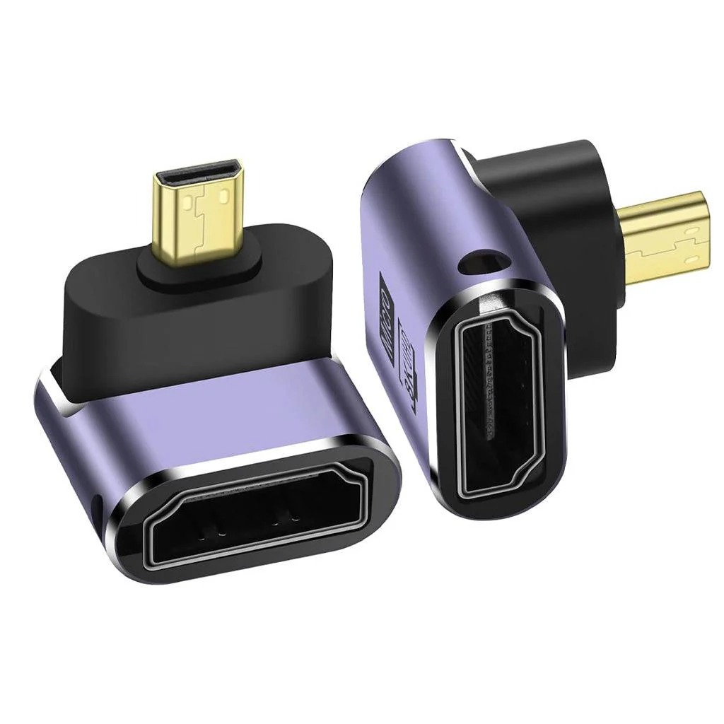TECPHILE- 8K Micro HDMI to HDMI L-Shaped Adapter