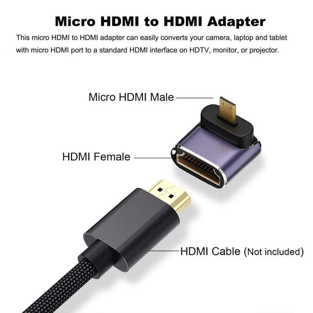 TECPHILE- 8K Micro HDMI to HDMI L-Shaped Adapter - Image 2