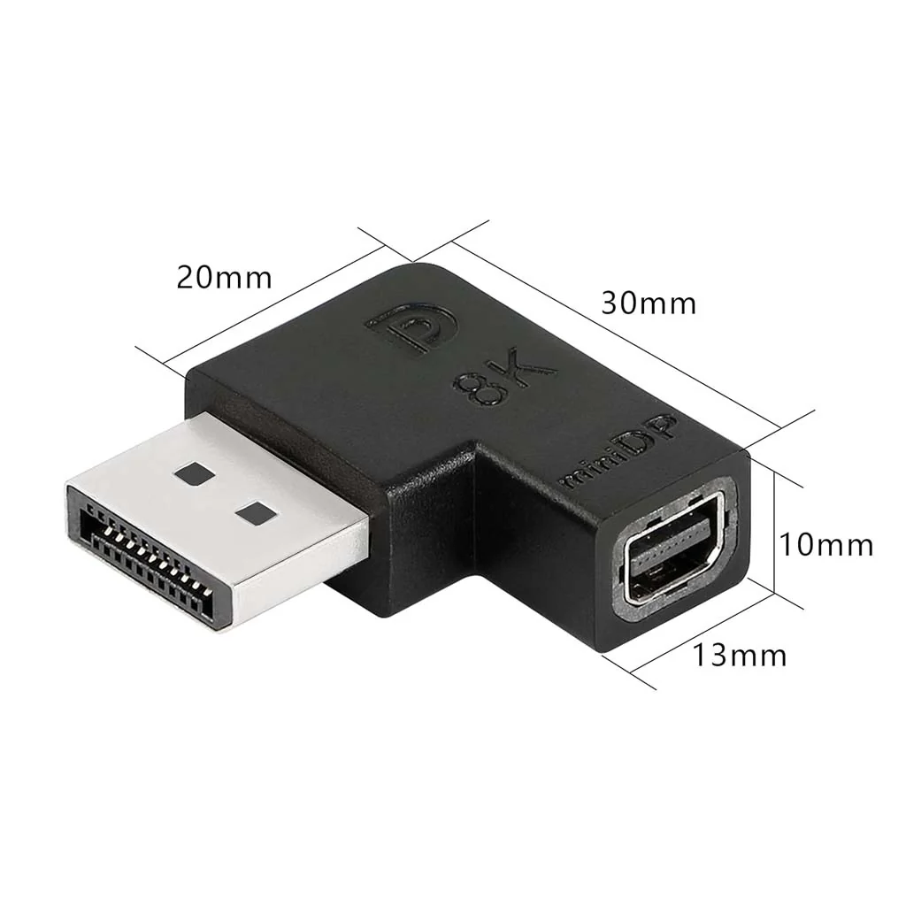 TECPHILE-  8K Mini DisplayPort Female to DisplayPort Male Adapter 90° Angled - Image 7
