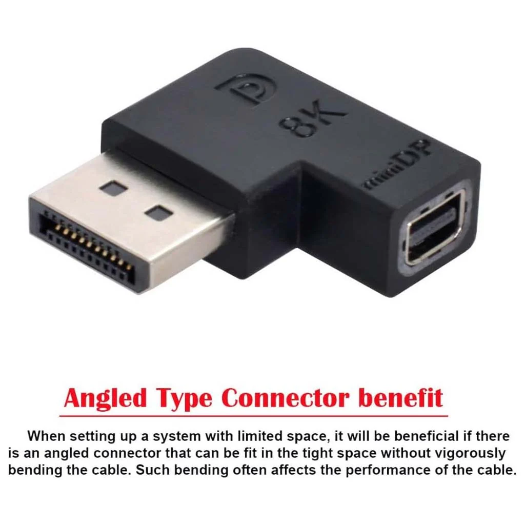 TECPHILE-  8K Mini DisplayPort Female to DisplayPort Male Adapter 90° Angled - Image 9
