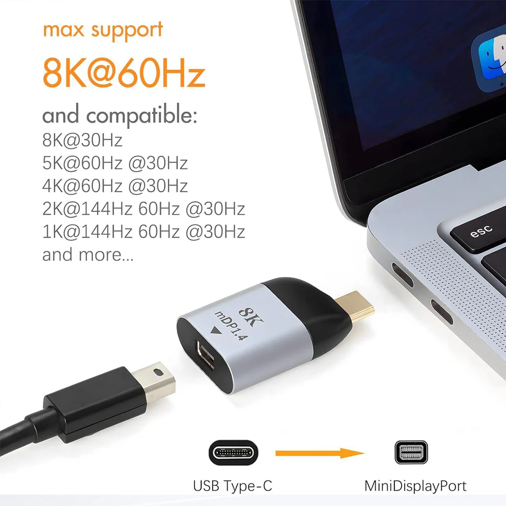 TECPHILE - 8K Mini DP 1.4 to Type-C Adapter Converter - Image 4