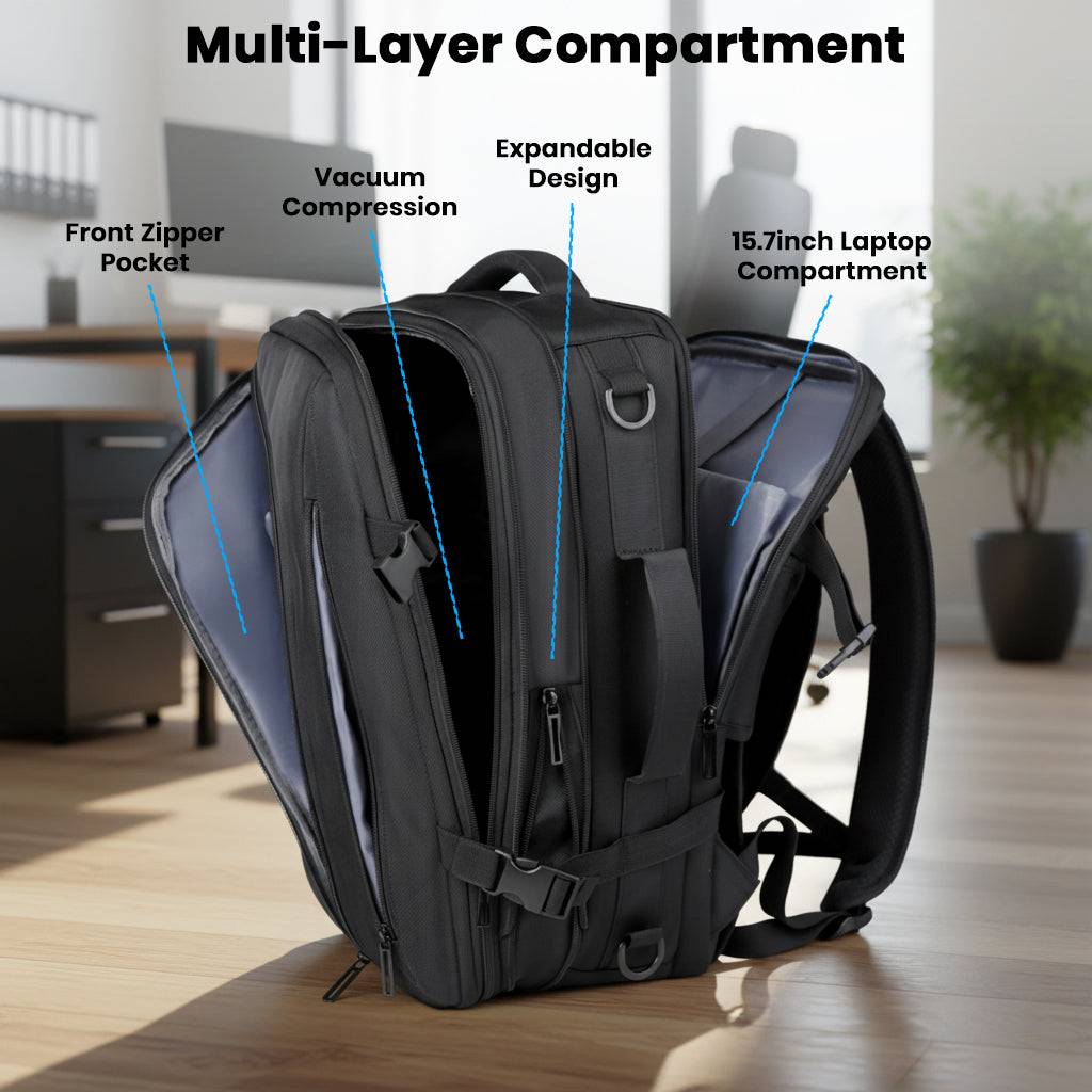 TECPHILE – Airbag Vacuum Backpack 36-55L Expandable Laptop Bag - Image 8