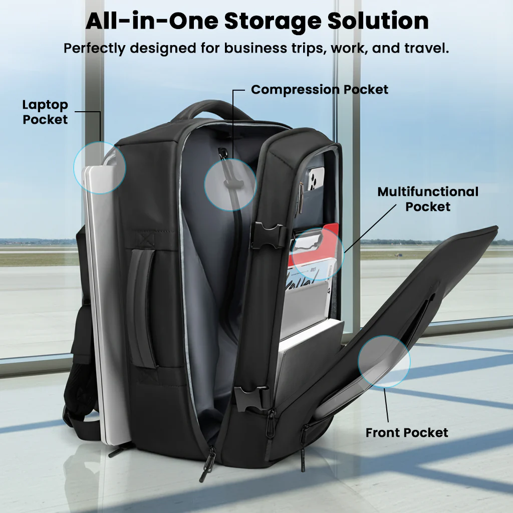 TECPHILE – AirFlex 35L Vacuum Backpack for Travelling fit for 16” Laptop Bag - Image 3