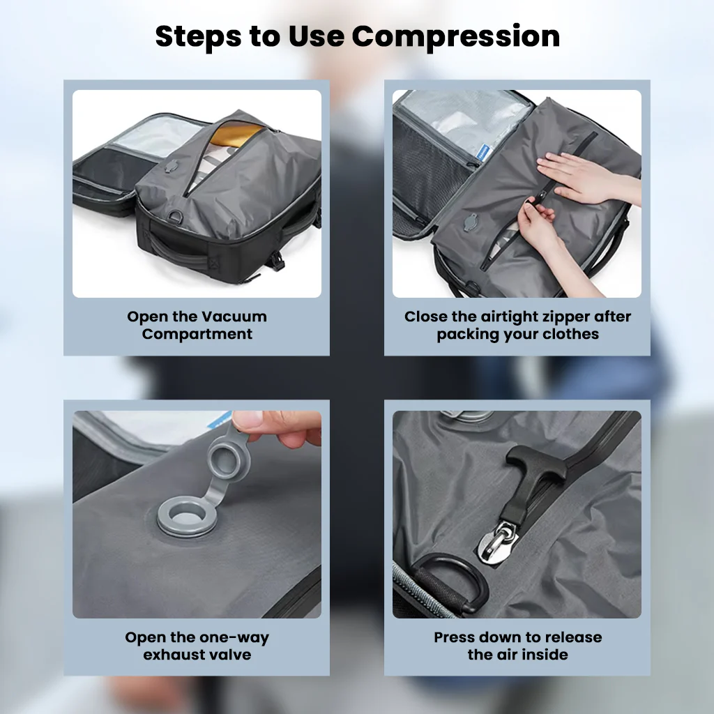 TECPHILE – AirFlex 35L Vacuum Backpack for Travelling fit for 16” Laptop Bag - Image 6