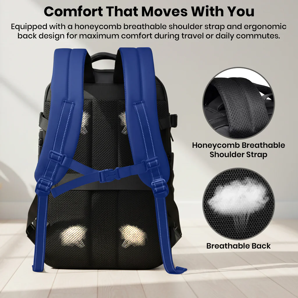 TECPHILE – AirVolt Vacuum Backpack Travel Laptop Bag 55L Expandable - Image 5