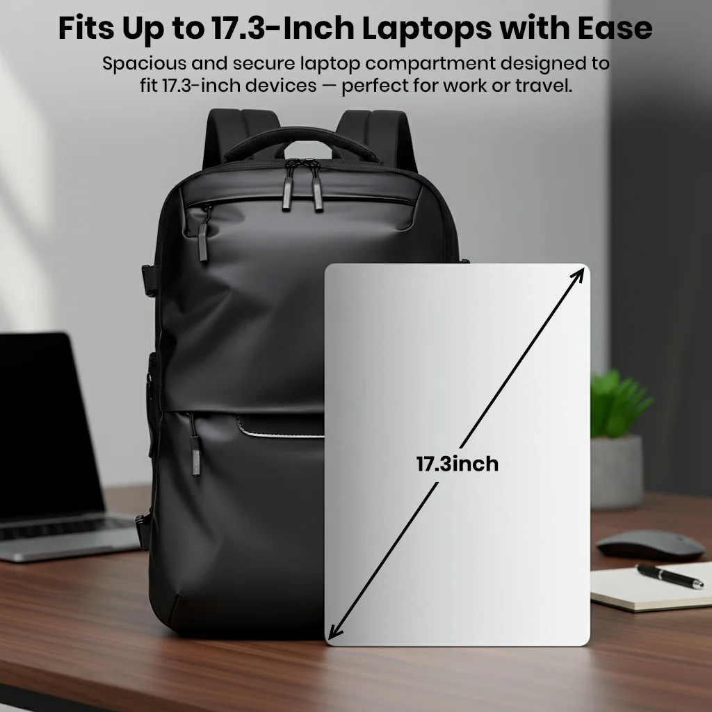 TECPHILE – AirVolt Vacuum Backpack Travel Laptop Bag 55L Expandable - Image 6