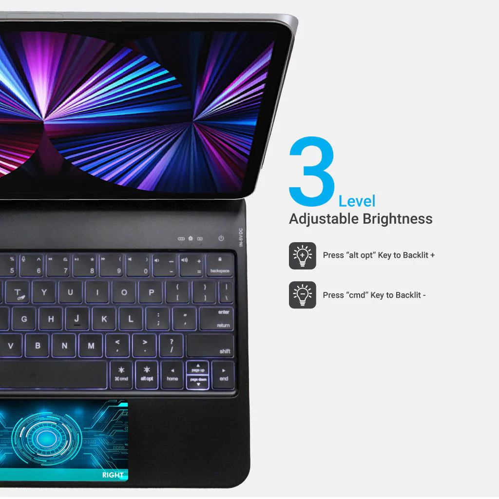 TECPHILE - AP11 Wireless Magnetic Keyboard Case For iPad - Image 3