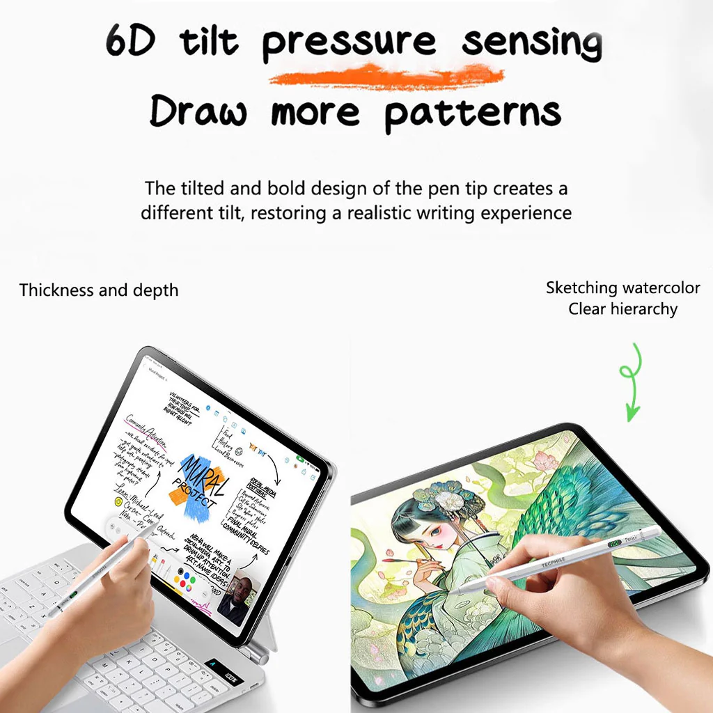TECPHILE BP26 iPad Pencil with LED Display, Palm Rejection & Tilt Sensitivity - Image 7