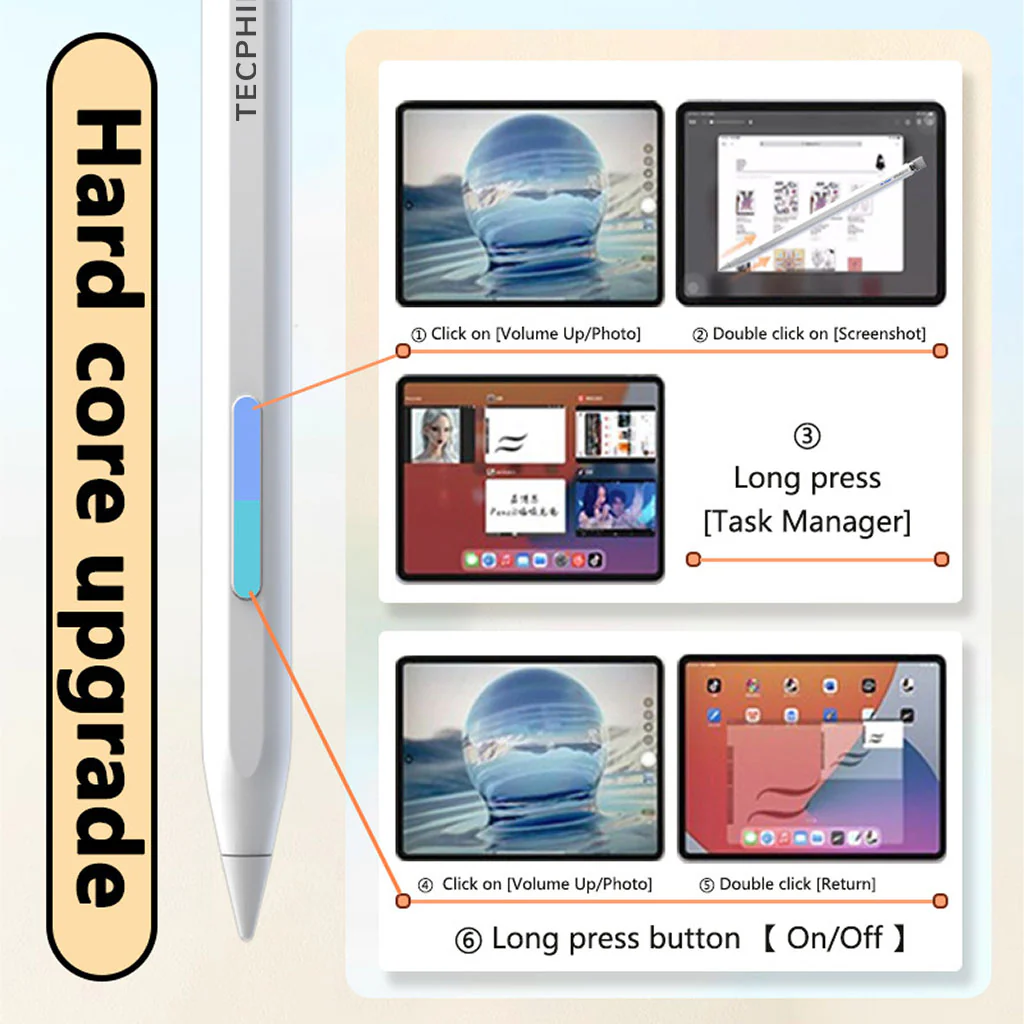 TECPHILE BP26 iPad Pencil with LED Display, Palm Rejection & Tilt Sensitivity - Image 8
