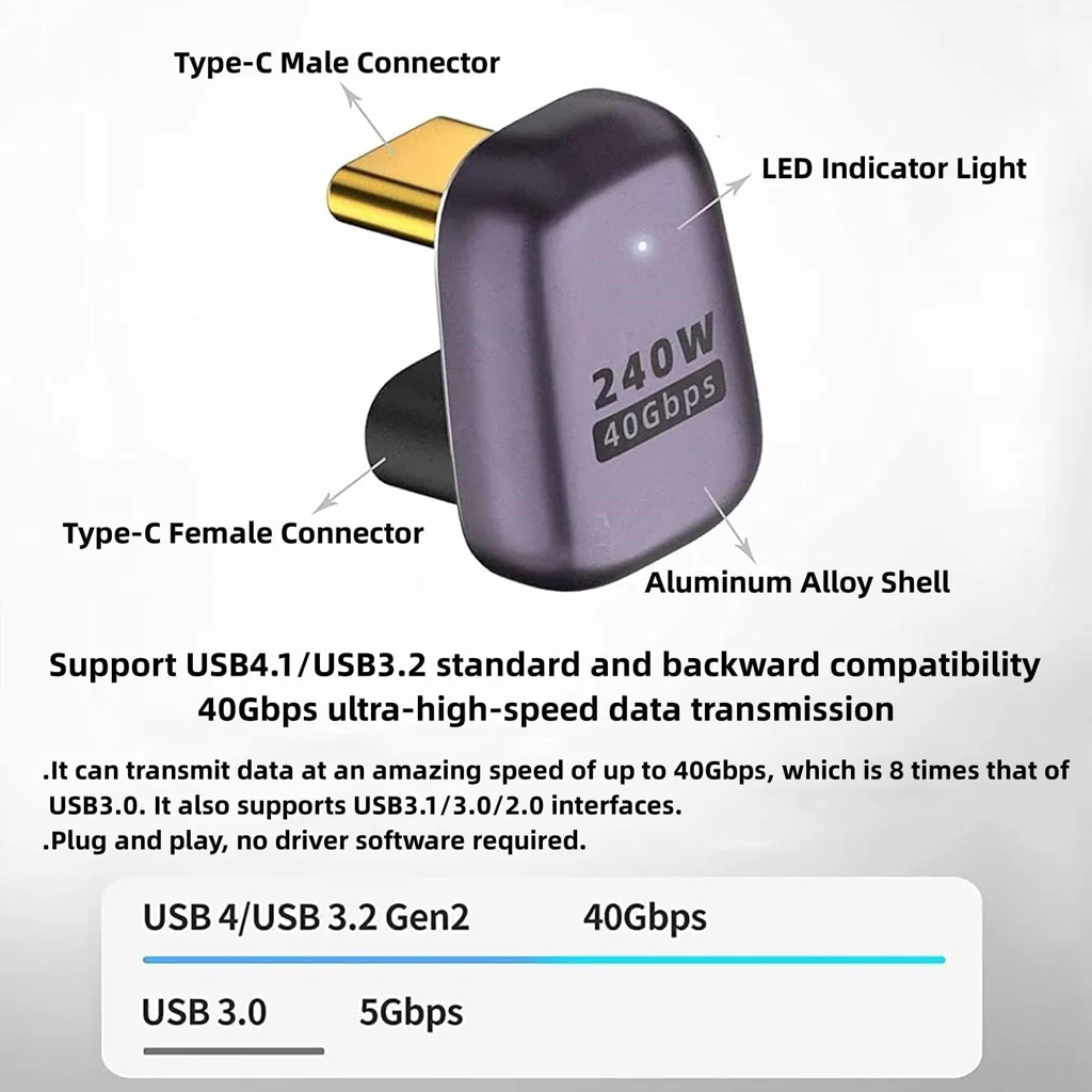 TECPHILE 240W PD Type C Male to Type C Female Adapter - Image 25