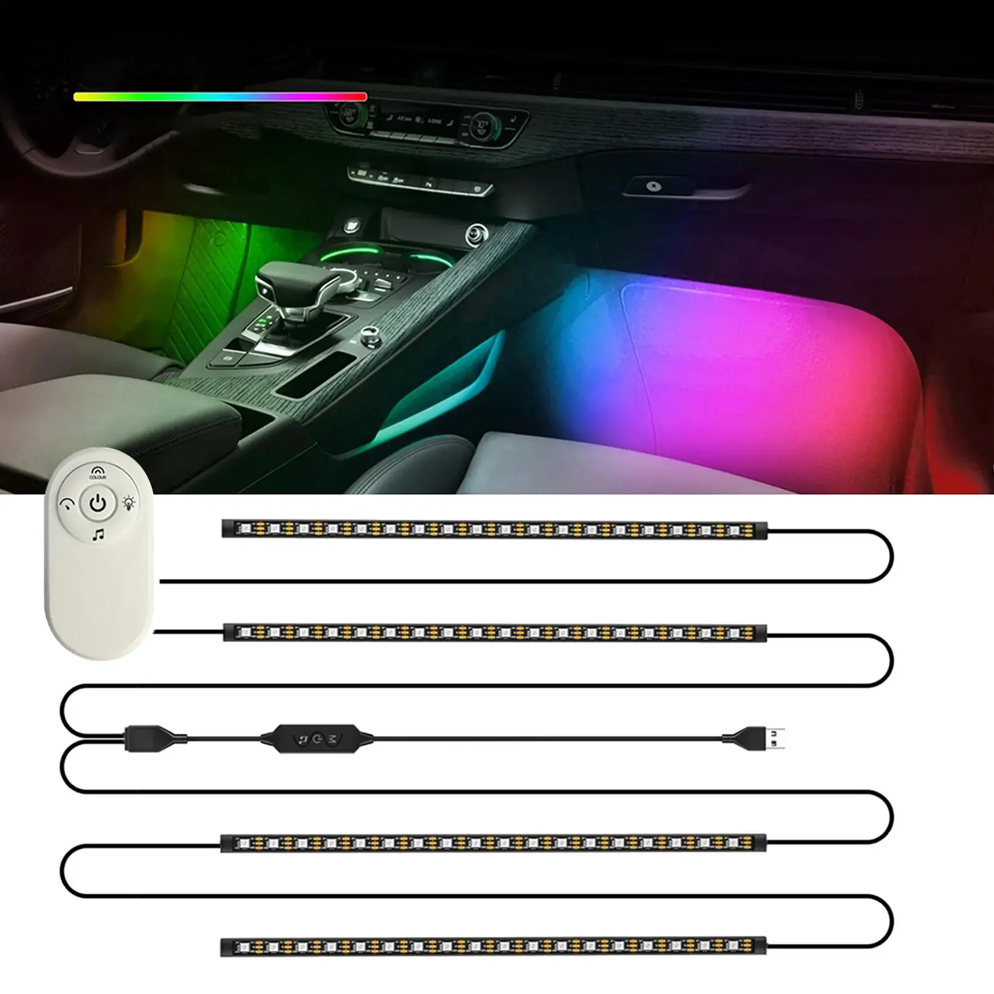 TECPHILE Car Atmosphere Rainbow RGBIC LED light - Image 2
