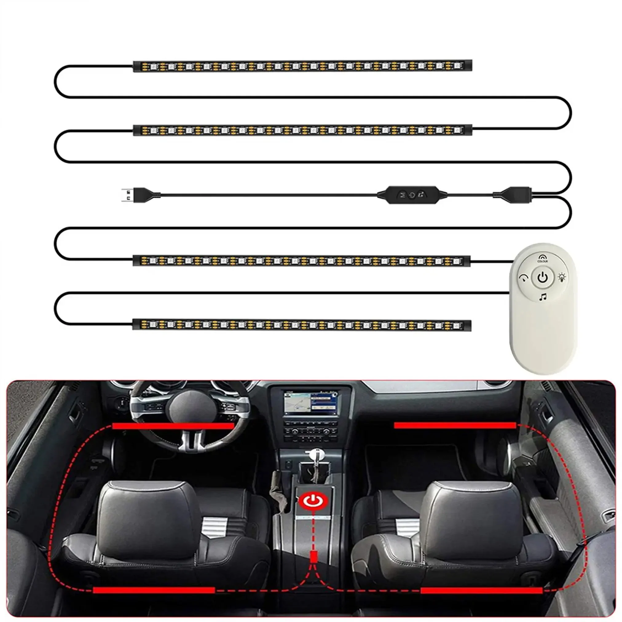 TECPHILE Car Atmosphere Rainbow RGBIC LED light - Image 9