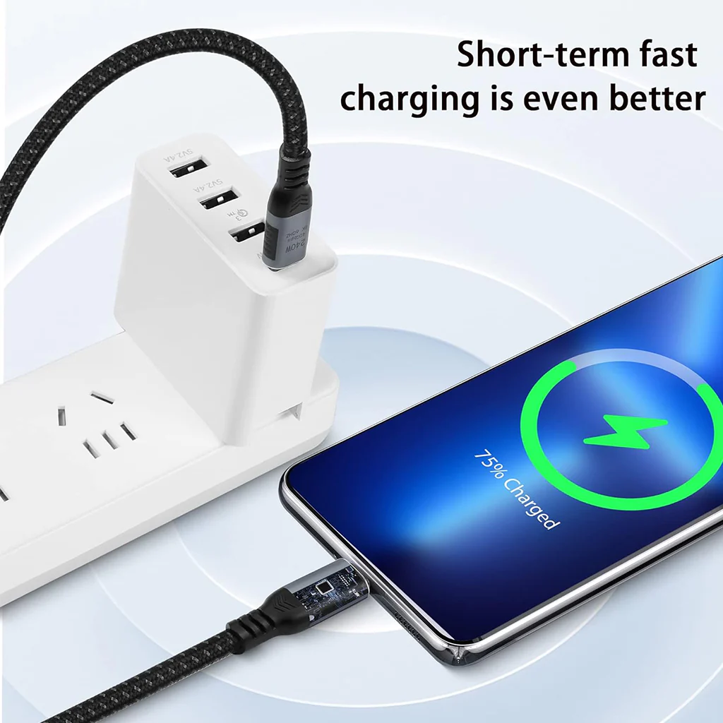 TECPHILE 240W Type C to USB4 C Thunderbolt 4 Cable 8K@60hz, 40Gbps - Image 3
