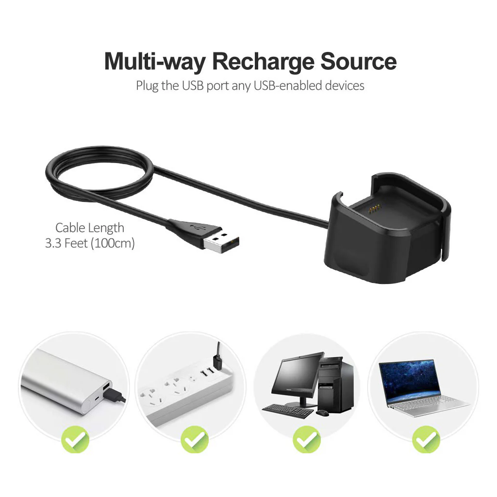 TECPHILE - Charger Dock Cable Compatible Versa 2 Smartwatch - Image 5