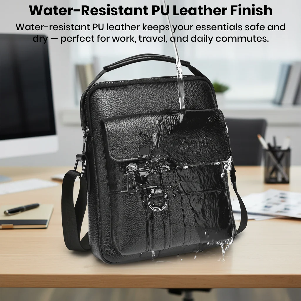 TECPHILE - D507 PU Leather Side Sling Bag With Adjustable Straps - Image 3