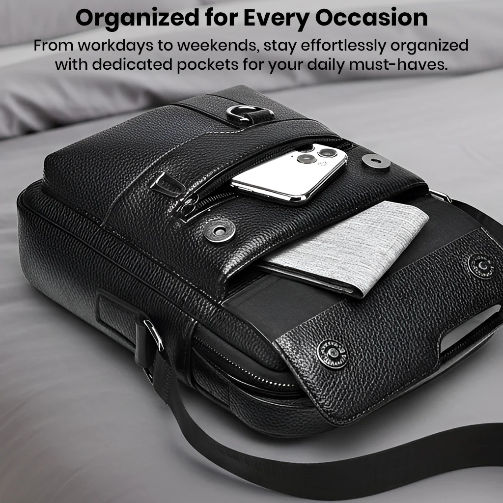 TECPHILE - D507 PU Leather Side Sling Bag With Adjustable Straps - Image 8
