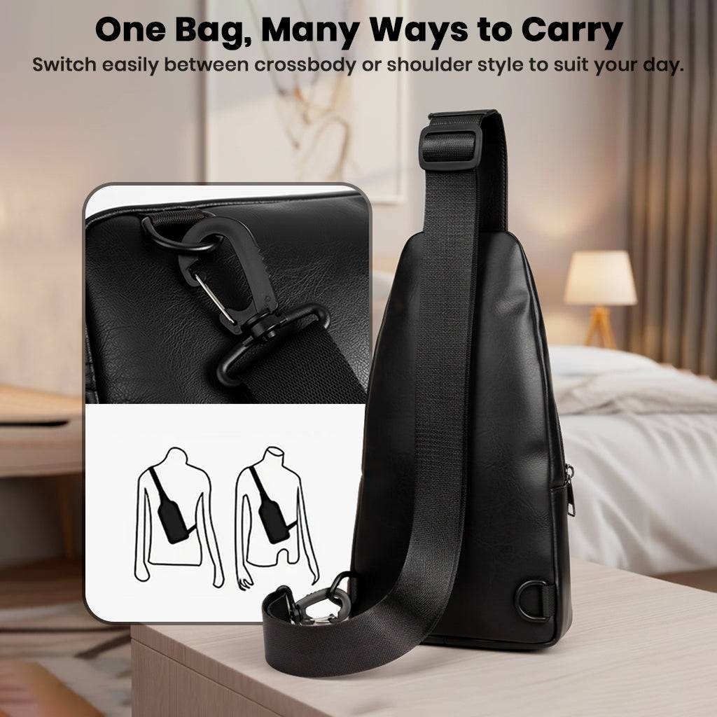 TECPHILE - Classic 2008 PU Leather Sling Bag With Adjustable Straps - Image 3