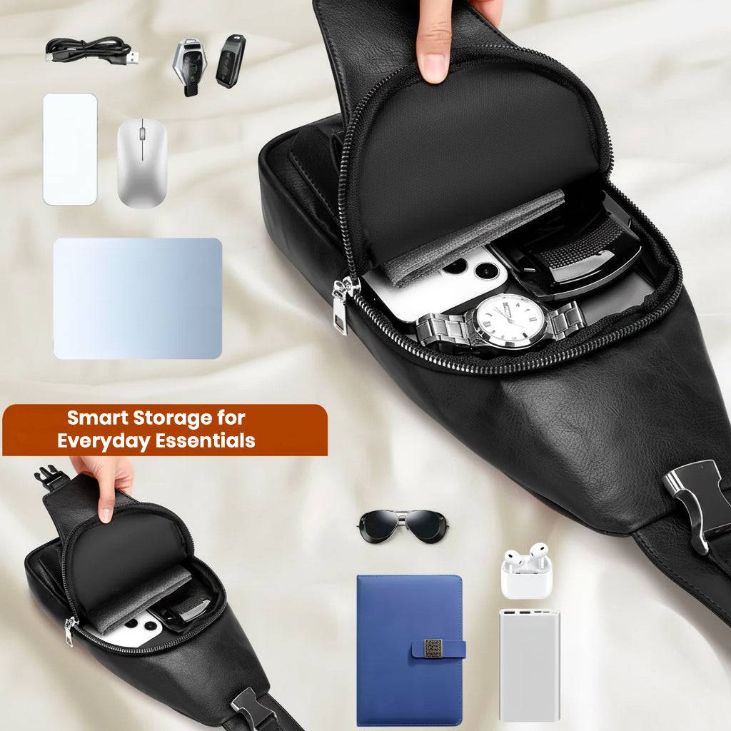 TECPHILE - Classic 2008 PU Leather Sling Bag With Adjustable Straps - Image 5
