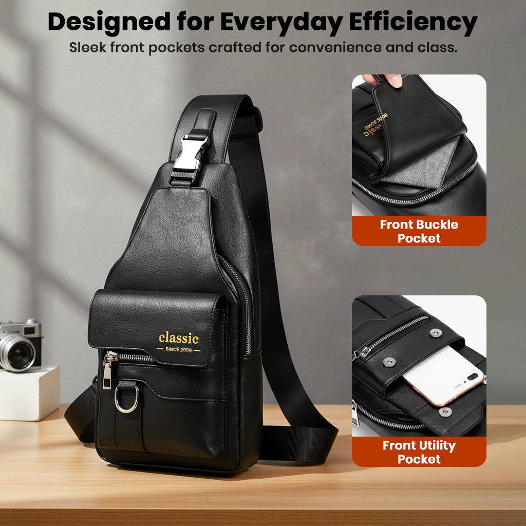 TECPHILE - Classic 2008 PU Leather Sling Bag With Adjustable Straps - Image 6