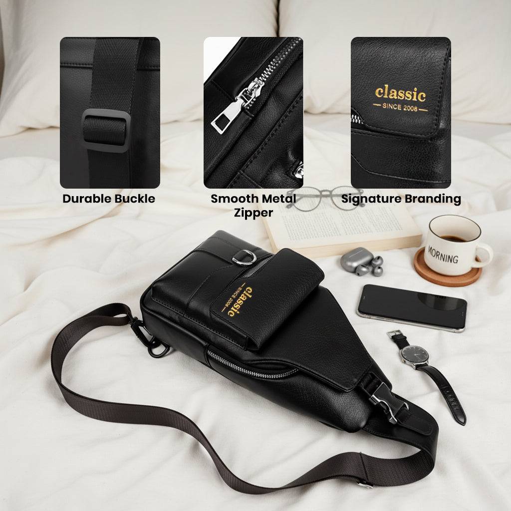 TECPHILE - Classic 2008 PU Leather Sling Bag With Adjustable Straps - Image 9