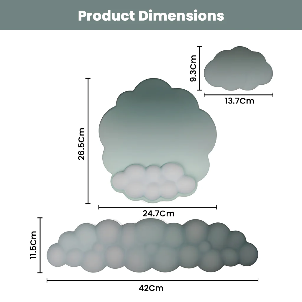 TECPHILE – Cloud Shape Ergonomic Gel Mouse Pad and Keyboard Wrist Support & Coaster Set - Image 3