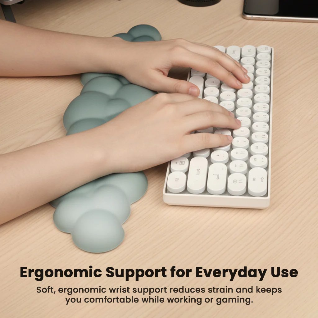 TECPHILE – Cloud Shape Ergonomic Gel Mouse Pad and Keyboard Wrist Support & Coaster Set - Image 7