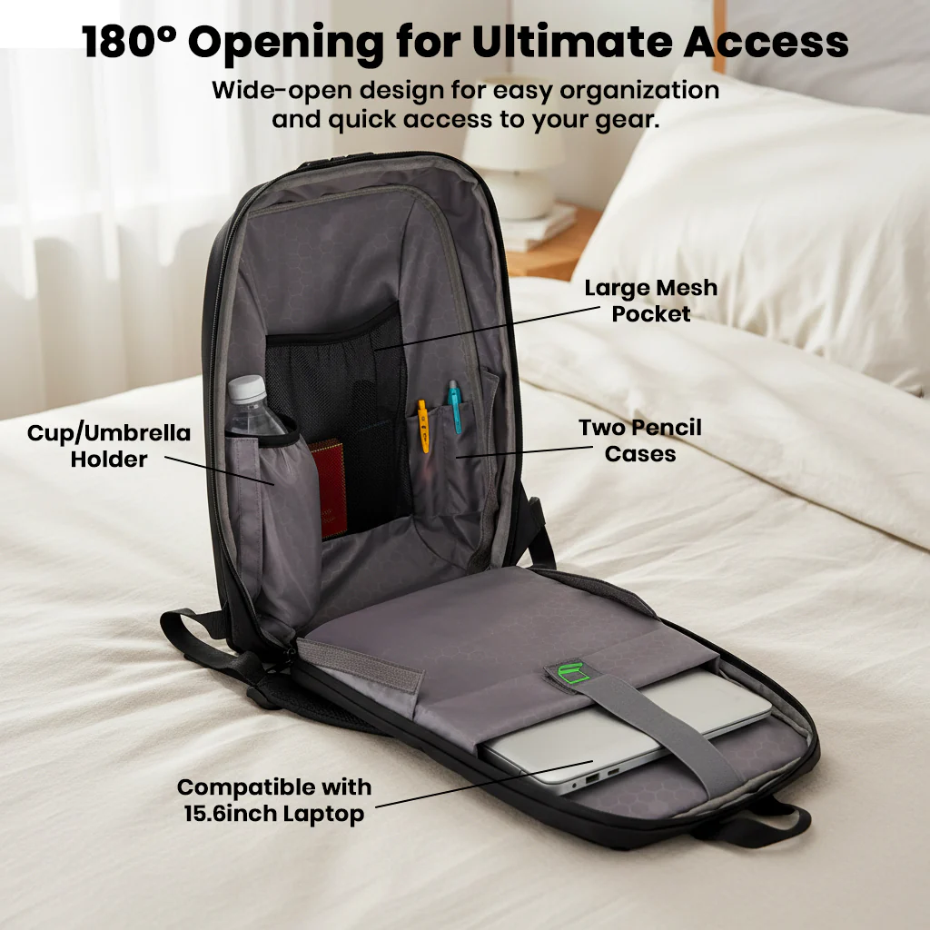 TECPHILE - COMPX Anti Theft Hard Shell Bag Laptop Backpack 15L Fit for 15.6” Laptop - Image 5