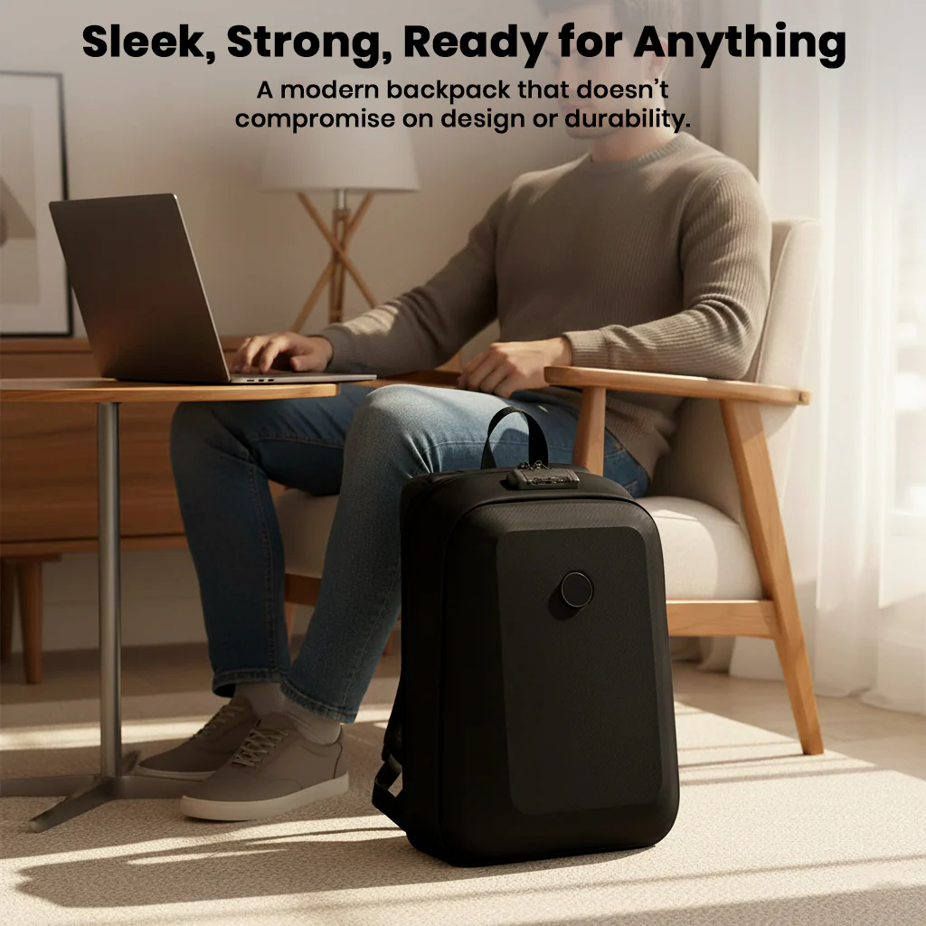 TECPHILE - COMPX Anti Theft Hard Shell Bag Laptop Backpack 15L Fit for 15.6” Laptop - Image 7