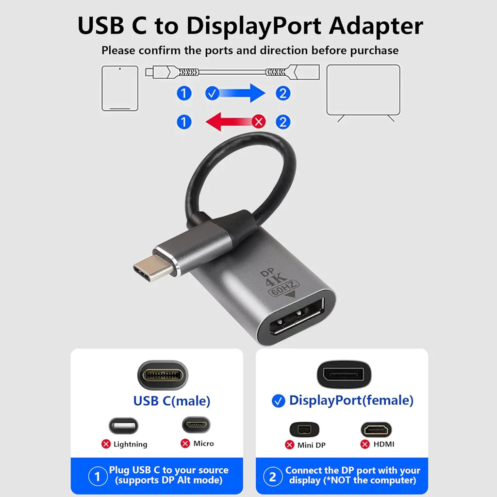 TECPHILE DP to Type-C 4K@60Hz Adapter Converter - Image 10