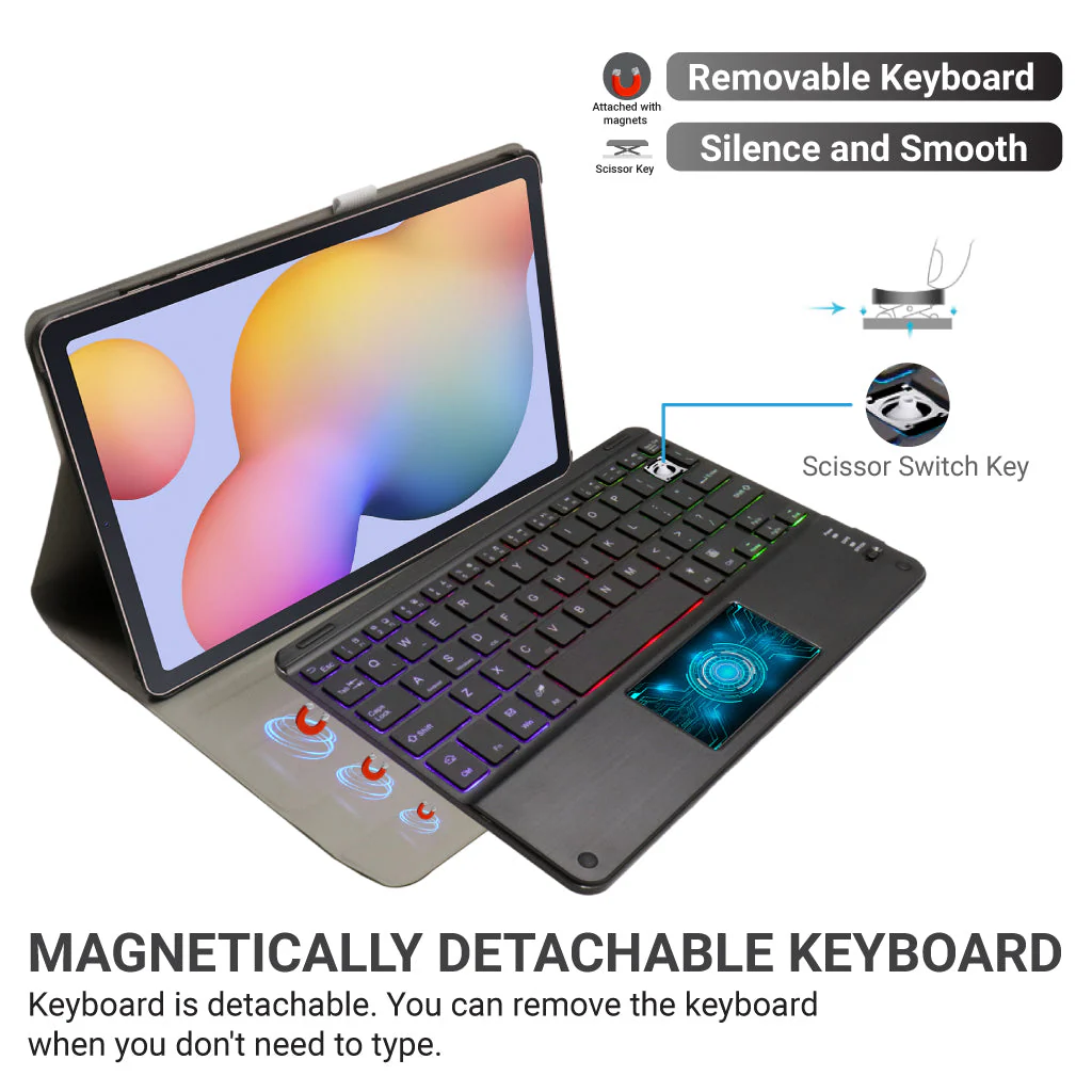 TECPHILE DY-P610T Wireless Keyboard Case for Samsung S6 Lite - Image 5