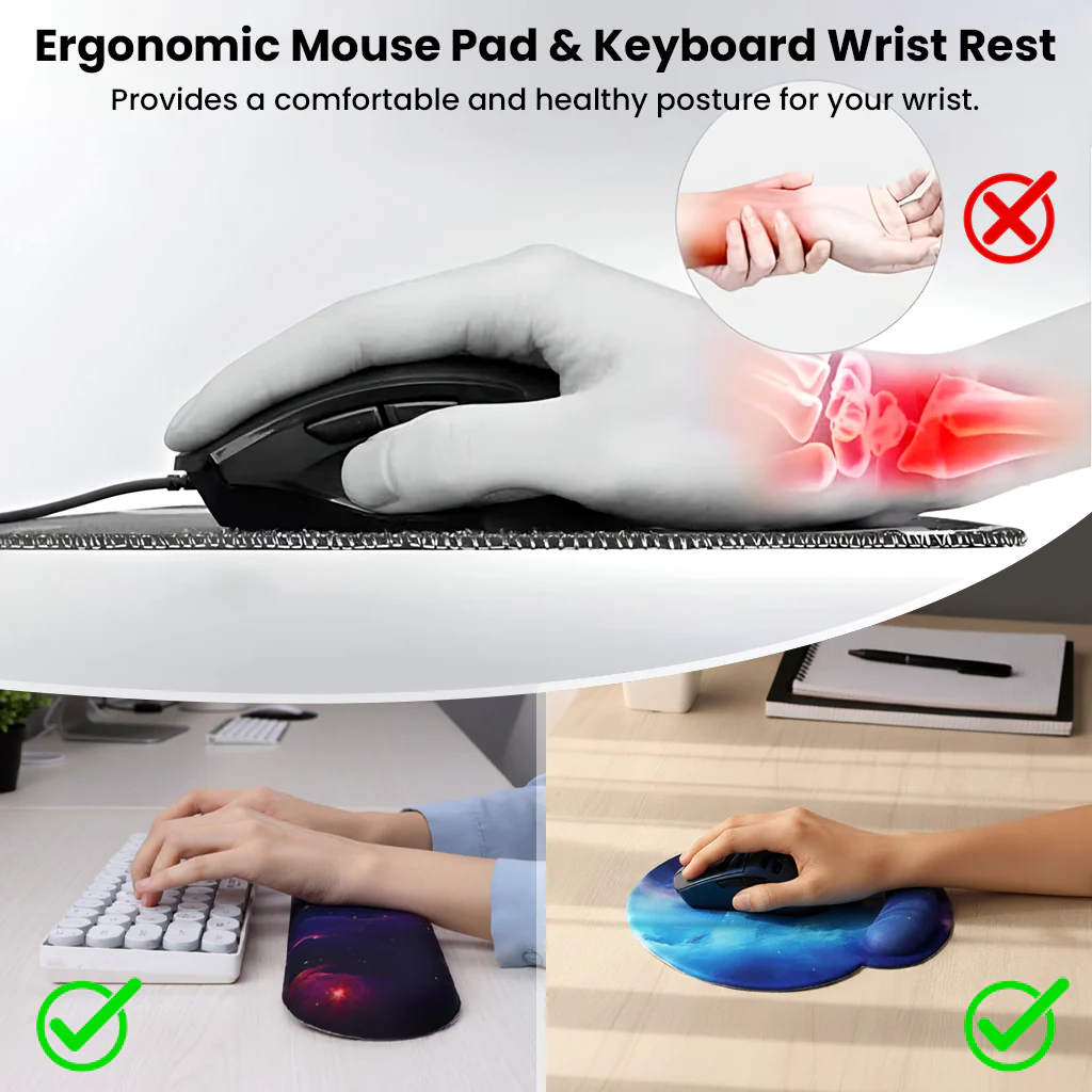 TECPHILE – Ergonomic Gel Mouse Pad, Keyboard Wrist Support, Coaster & Desk Mat Set Galaxy Design - Image 2