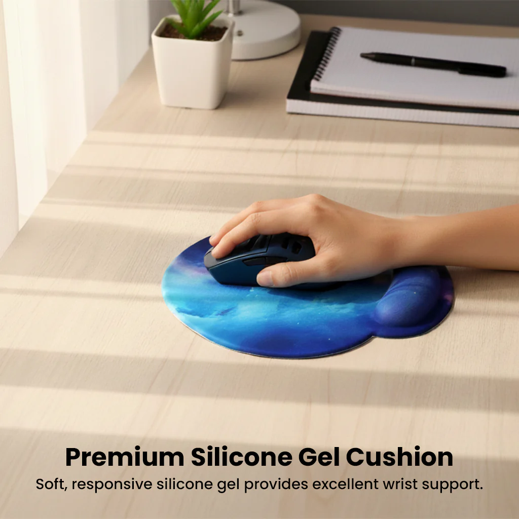 TECPHILE – Ergonomic Gel Mouse Pad, Keyboard Wrist Support, Coaster & Desk Mat Set Galaxy Design - Image 7