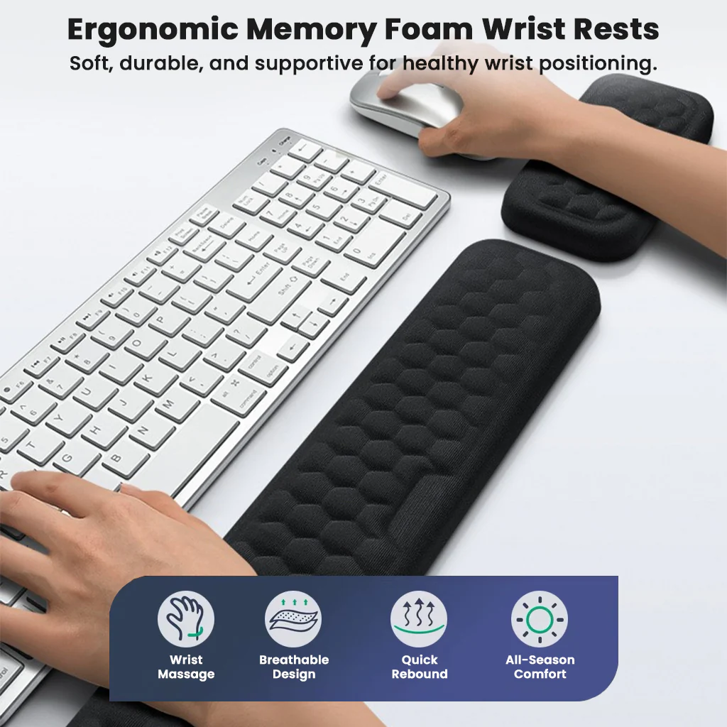 TECPHILE - Set of 2 Memory Foam Keyboard and Mouse Wrist Rest - Image 7