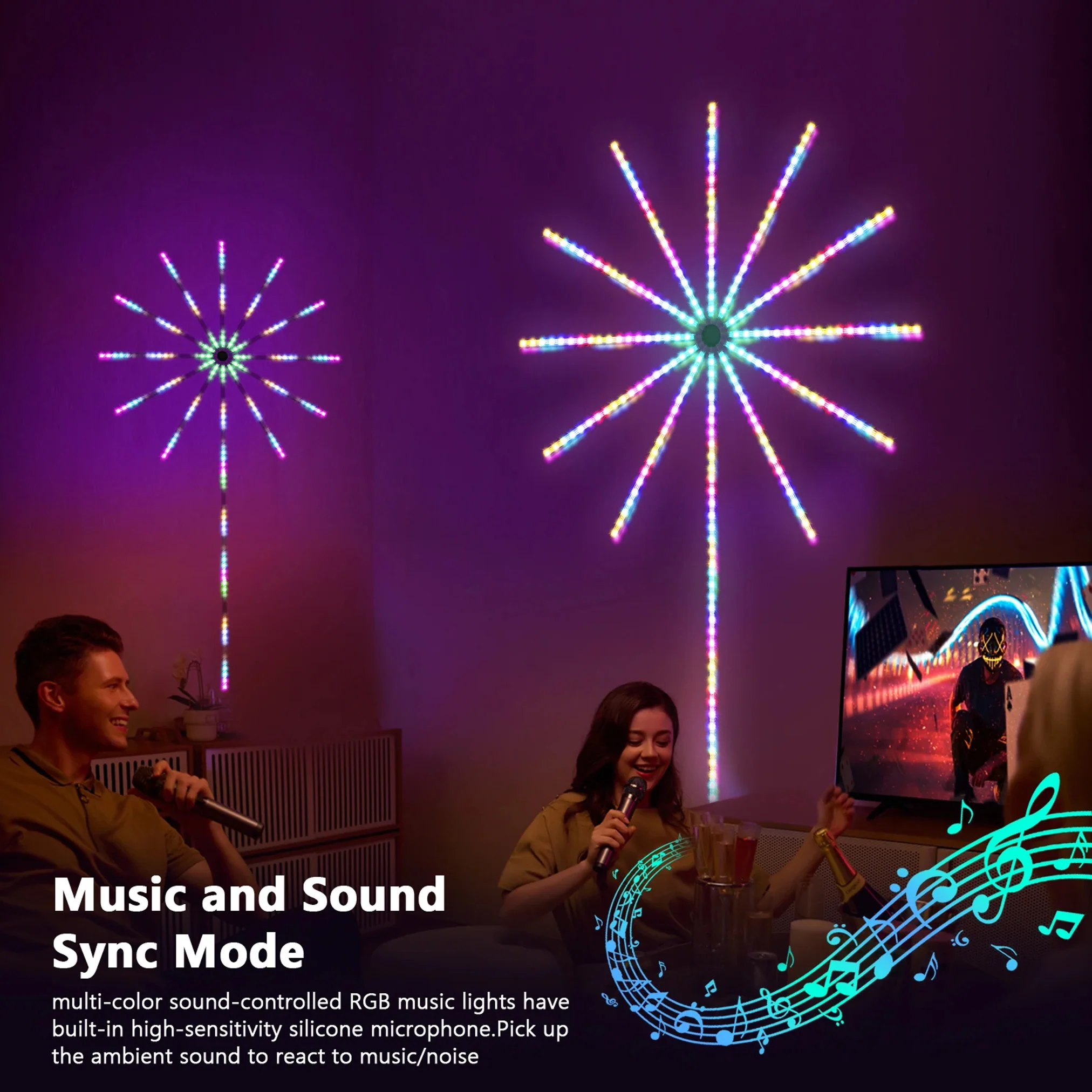 TECPHILE Firework LED Strip Light, App & Remote Control, Music Sync - Image 10
