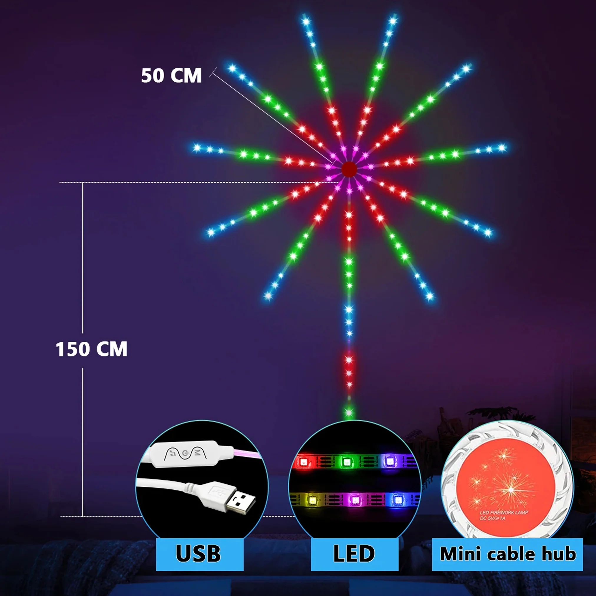 TECPHILE Firework LED Strip Light, App & Remote Control, Music Sync - Image 5