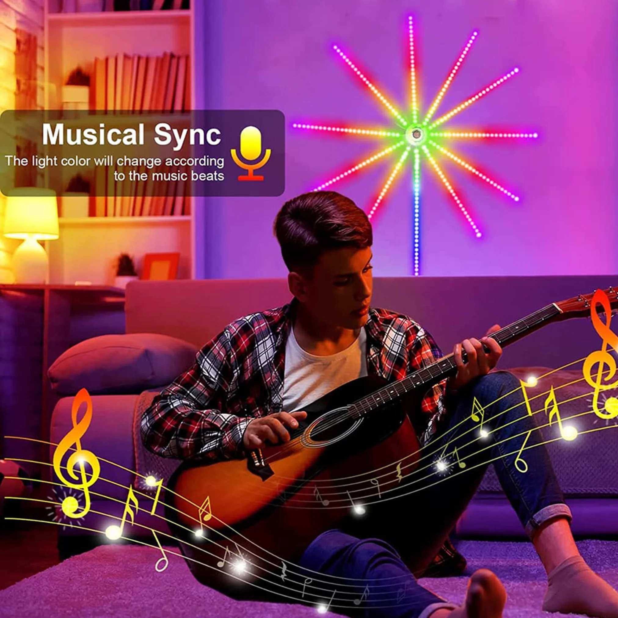 TECPHILE Firework LED Strip Light, App & Remote Control, Music Sync - Image 6