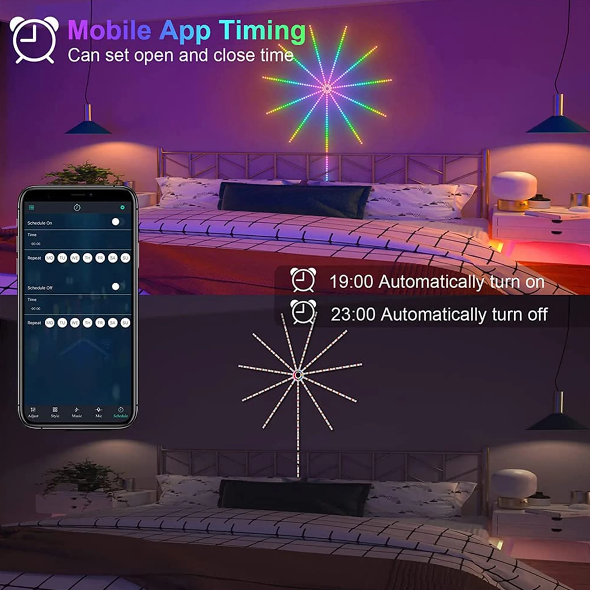 TECPHILE Firework LED Strip Light, App & Remote Control, Music Sync - Image 8