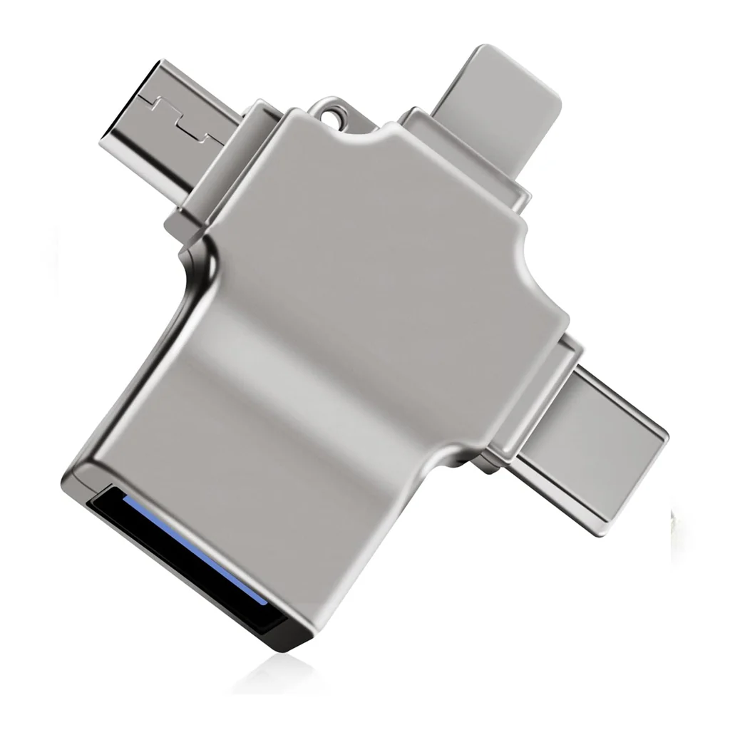 TECPHILE Lightning, Micro USB, USB 3.0, and Type-C 4-IN-1 OTG Adapter - Image 2