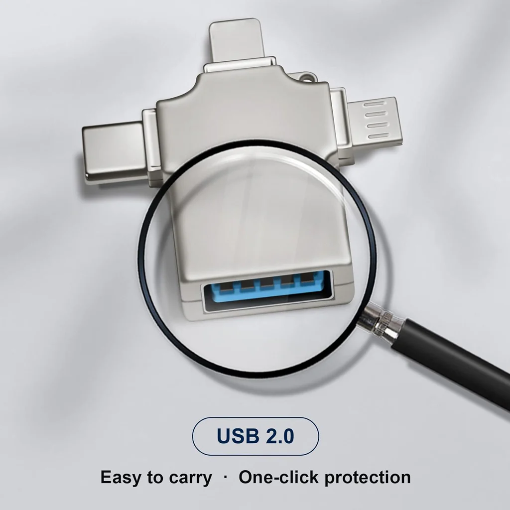 TECPHILE Lightning, Micro USB, USB 3.0, and Type-C 4-IN-1 OTG Adapter - Image 4