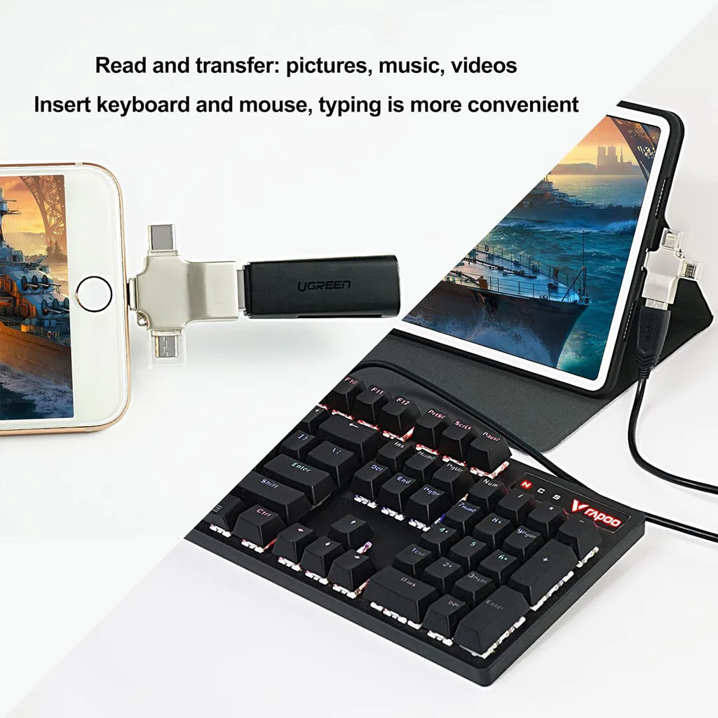 TECPHILE Lightning, Micro USB, USB 3.0, and Type-C 4-IN-1 OTG Adapter - Image 5