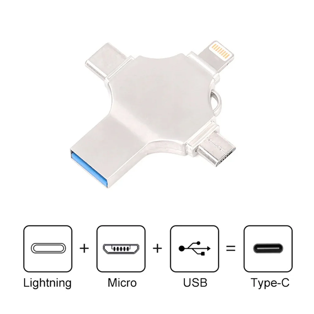 TECPHILE Lightning, Micro USB, USB 3.0, and Type-C 4-IN-1 OTG Adapter - Image 9