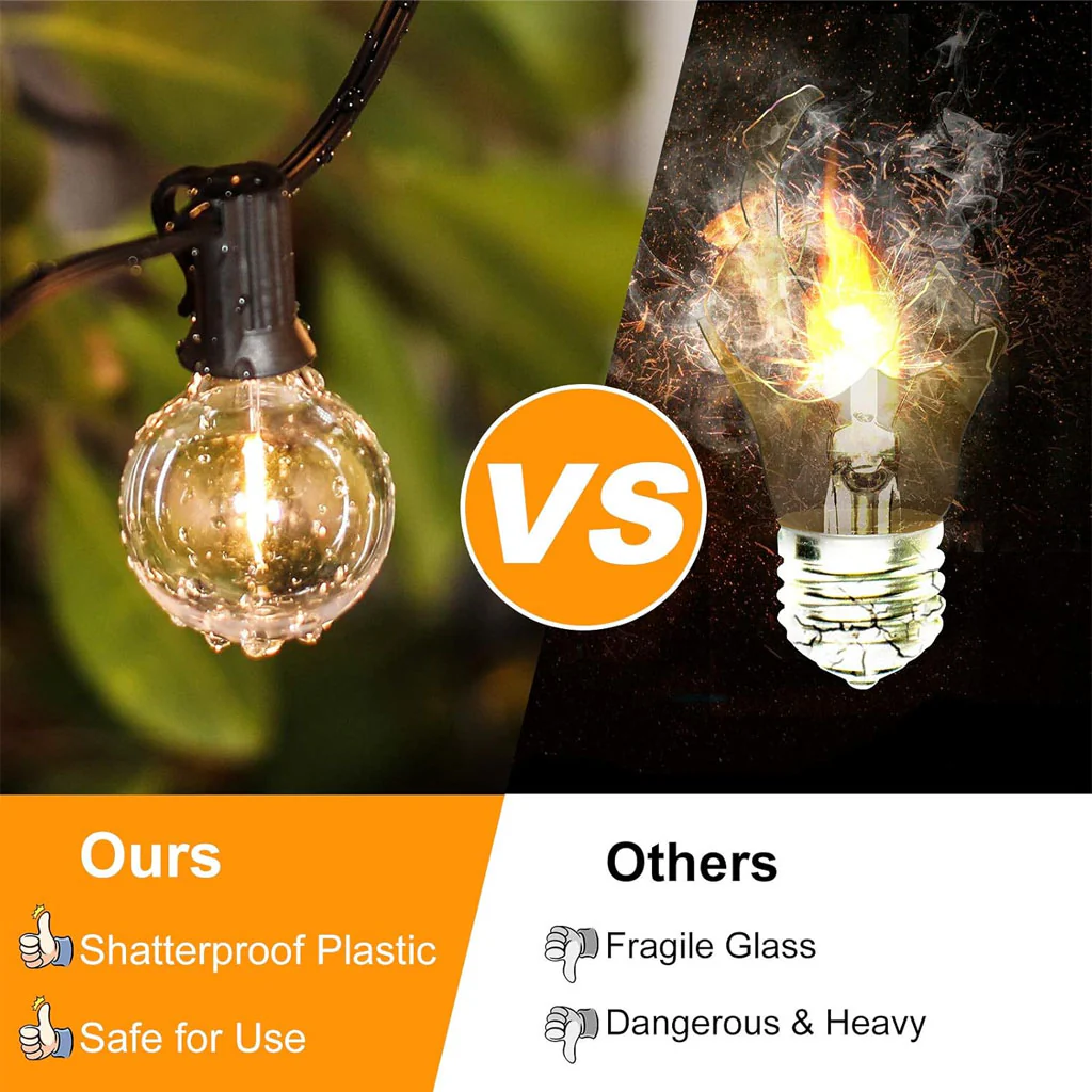 TECPHILE - G40 Outdoor String Lights Waterproof & Shatterproof Bulbs - Image 5