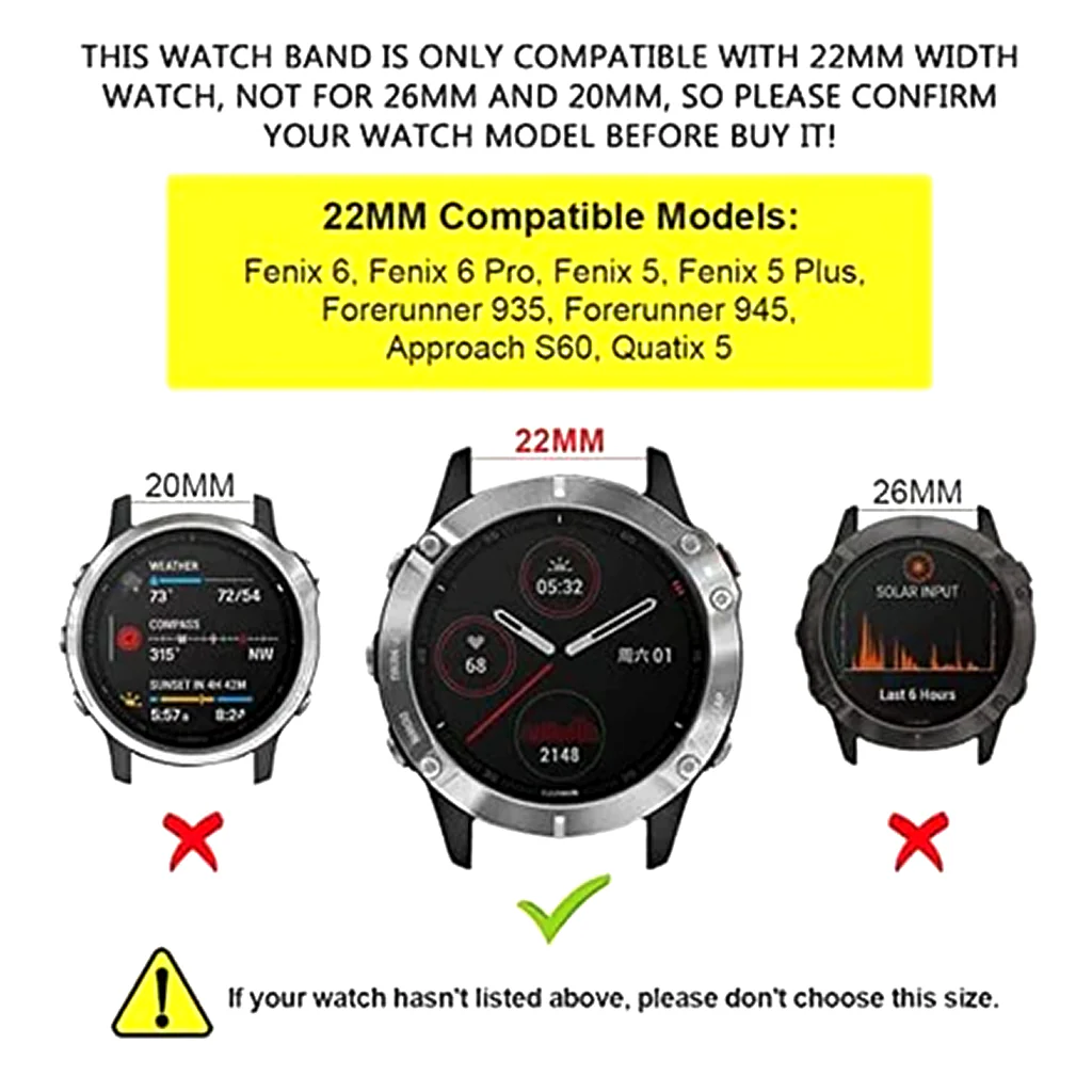 TECPHILE Garmin Fenix 5 Quick Fit 22mm Silicone Watch Strap - Image 10