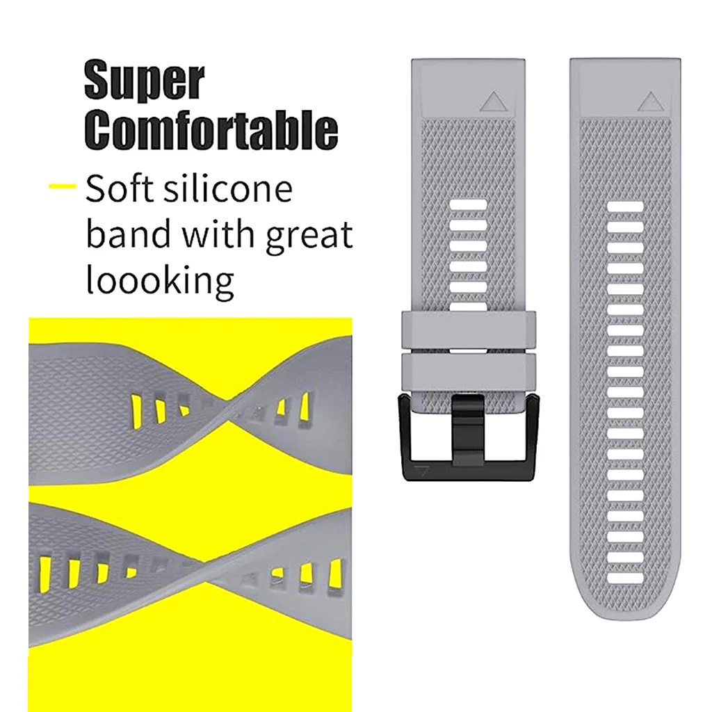 TECPHILE Garmin Fenix 5 Quick Fit 22mm Silicone Watch Strap - Image 12