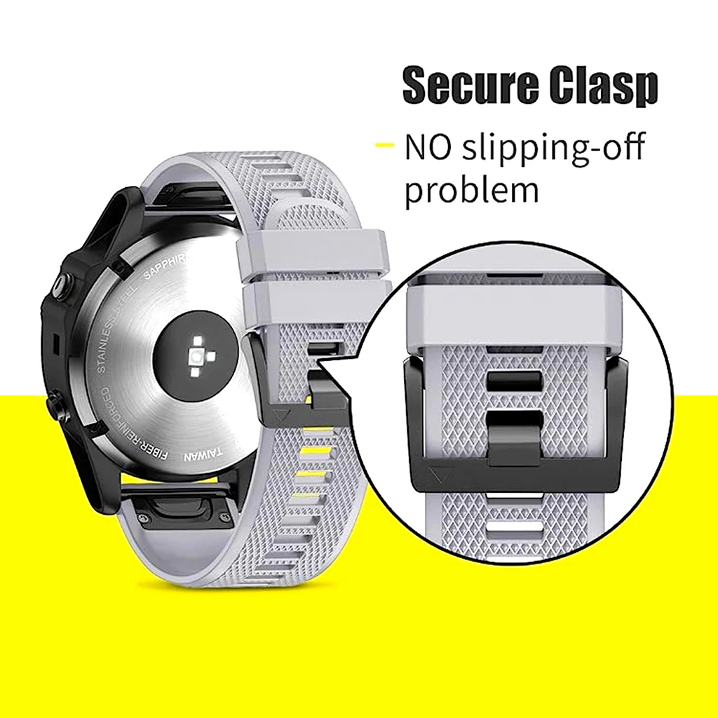 TECPHILE Garmin Fenix 5 Quick Fit 22mm Silicone Watch Strap - Image 14